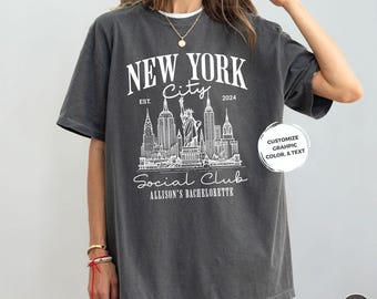 Personalized New York Bachelorette Party Shirts Custom NYC Bridal Party Tshirt Luxury Social Club Matching Tee NY City Bach Bridesmaid Gifts