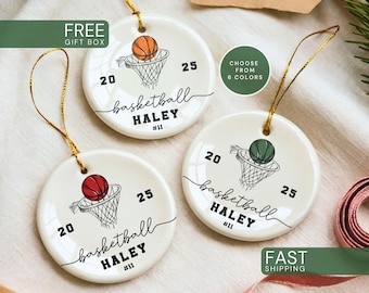 Personalized Basketball Ornament, Custom Basketball Christmas Ornament Team Mate Gift for Basketball Player, Team Keepsake Sports Ornament