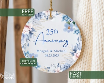 Personalized Anniversary Ornament Gift, Custom Anniversary Keepsake, 25th Wedding Anniversary Gift for Parents, Couples Anniversary Ornament