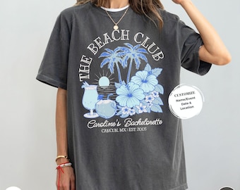 Custom Beach Bachelorette Shirt, Tropical Bach Party T-shirts, Coastal Bridal Party Gifts, Personalized Girls Trip Tshirt, Matching Tees