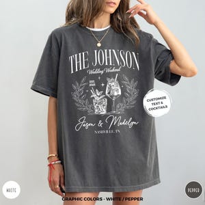 Personalized Wedding Weekend Shirts Custom Location Bridal Party Tshirt Cocktail Social Club Matching Tee Bride and Groom Shirt Guest Gifts