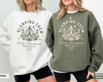 Camping Bachelorette Sweatshirt Custom Glamping Crew Matching Crewneck Girls Weekend Bridal Party Gift Camp Bach Shirt Mountain Bride Hiking