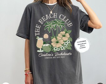 Custom Beach Bachelorette Shirt, Tropical Bach Party T-shirts, Coastal Bridal Party Gifts, Personalized Girls Trip Tshirt, Matching Tees