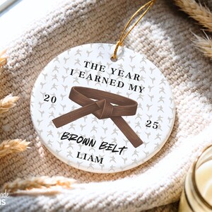 Custom Karate Ornament Personalized Martial Arts Christmas Ornament Black Belt Gift for Kids Karate Keepsake Taekwondo Belt Rank Gift Xmas image 16