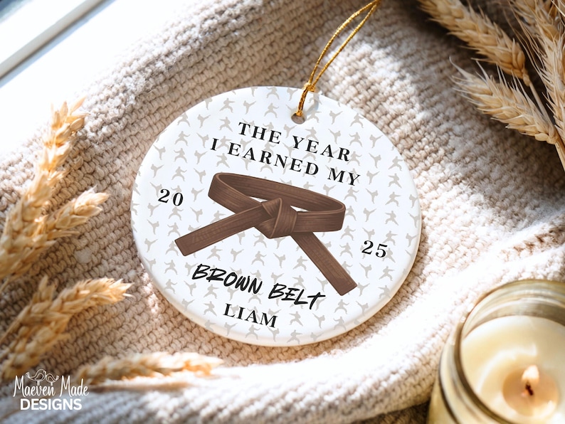 Custom Karate Ornament Personalized Martial Arts Christmas Ornament Black Belt Gift for Kids Karate Keepsake Taekwondo Belt Rank Gift Xmas image 16