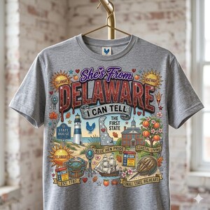 She's From Delaware I Can Tell PNG | Vintage Delaware State Pride Sublimation Design | Coastal Living Digital Download | First State T-Shirt