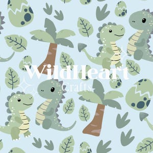 Lindo patrón sin costuras de dinosaurio para niños – Papel digital para guardería de bebé de la jungla – Fondo verde de dinosaurio para manualidades y decoración infantil