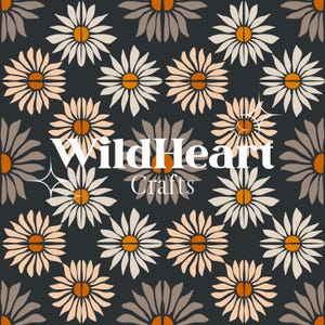 Motivo senza cuciture con margherite retrò, carta digitale floreale alla moda, sfondo floreale autunnale boho, clipart estetica vintage, design per tessuto stampabile