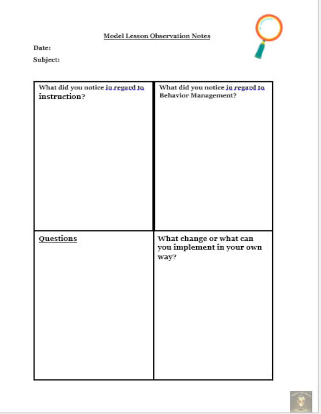 Observation Notes Sign Lesson Observation Notes/form - Etsy