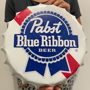 Wall Art Tin Metal Sign Blue Ribbon Beer Home decor 12 inch or 30 cm Bar Decoration or Garage decor High end Gift