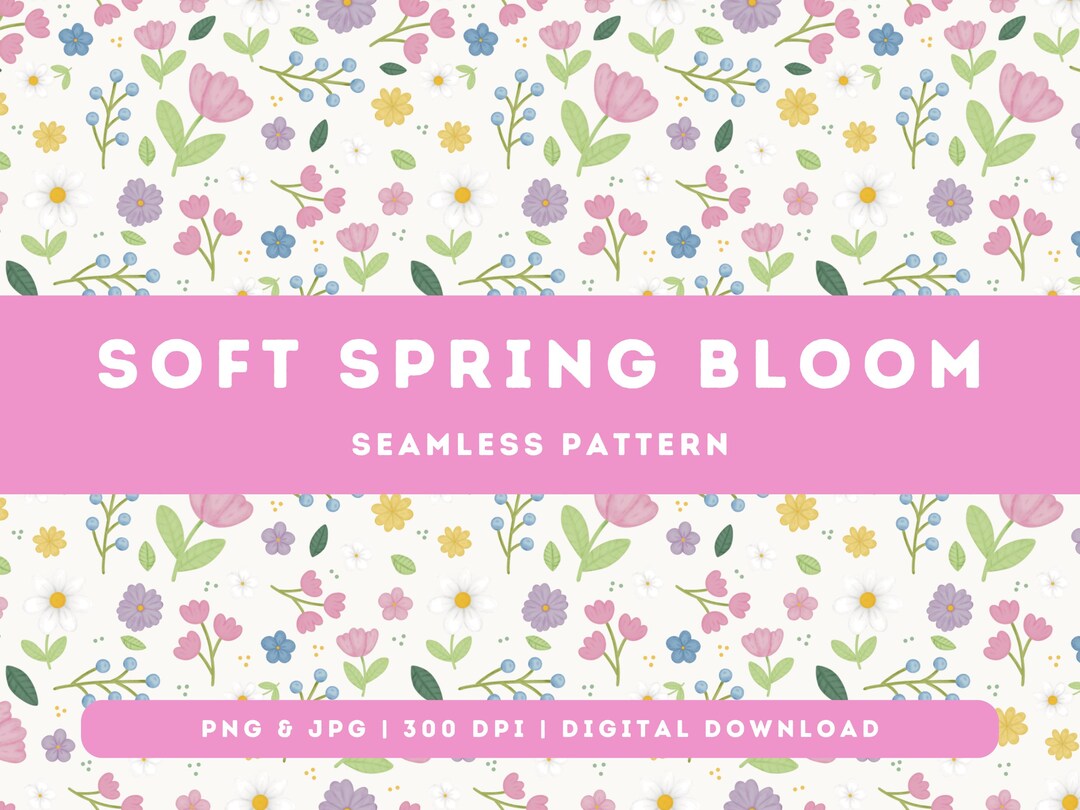 Posh Spring Pattern Soft Pastel Spring Seamless Pattern | Delicate Floral Digital Paper ...