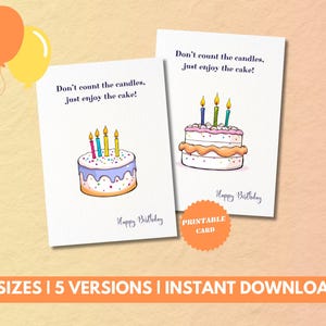 Cartão de aniversário engraçado para download instantâneo | "Não conte as velas, apenas aproveite o bolo" | Cartão de aniversário exclusivo