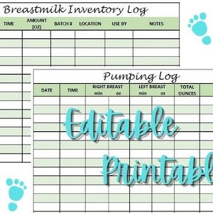 Editable and Printable Pumping Log and Breastmilk Tracking Log