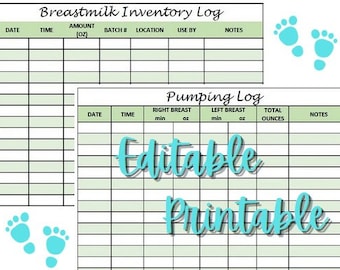 Editable and Printable Pumping Log and Breastmilk Tracking Log