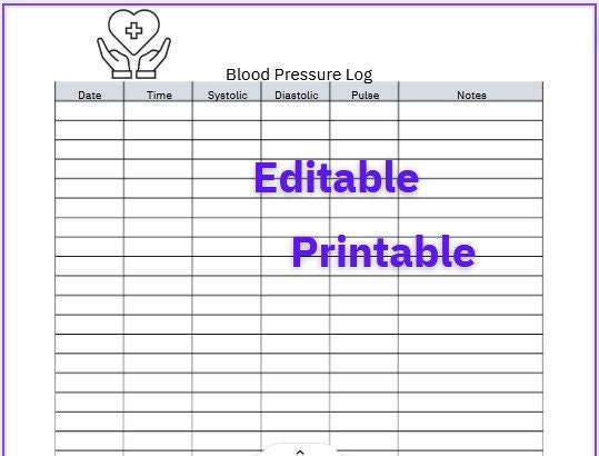 Editable and Printable Blood Pressure - Etsy