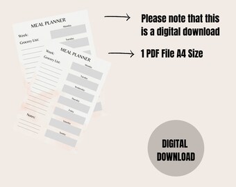 Printable Weekly Meal Planner and Grocery List - Etsy