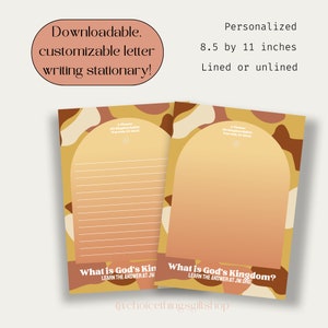 Kingdom Custom Letter Writing Stationary / JW Descarga digital / Papel personalizado forrado o sin forro con dirección con membrete / 8,5x11 pulgadas