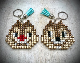 Chip + Dale - Key Chain / Bag Charm - w/ Genuine Glass Rhinestones