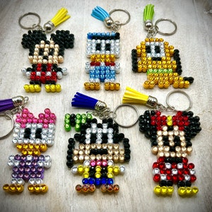 Disney - Mickey - Donald - Daisy - Minnie - Goofy - Pluto - Key Chain / Bag Charm - w/ Genuine Glass Rhinestones