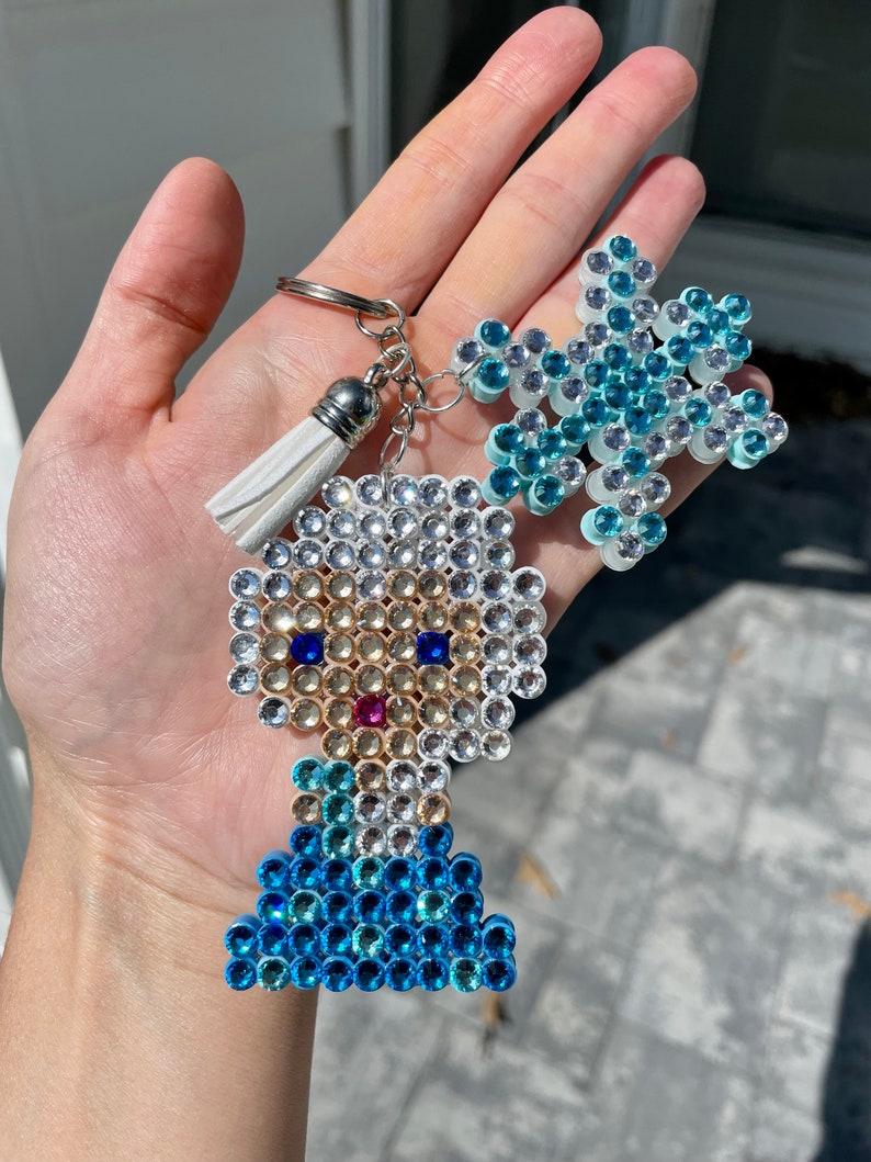 Disney Frozen Elsa Key Chain / Bag Charm W/ Genuine Glass Rhinestones