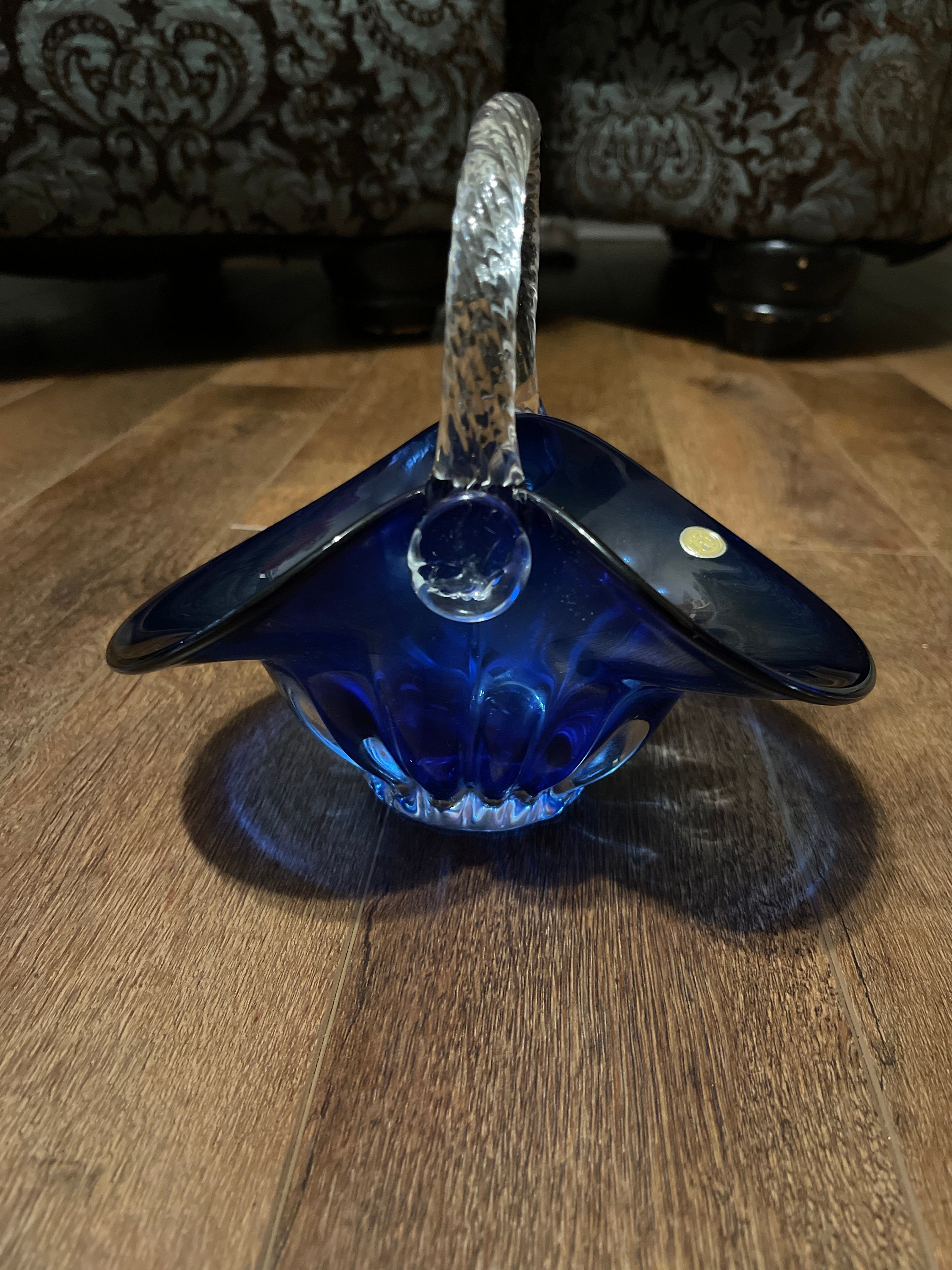 Cobalt Blue Romanian Glass Basket - Etsy