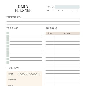 Daily Planner Printable, to Do List, Instant Download, Cute ...