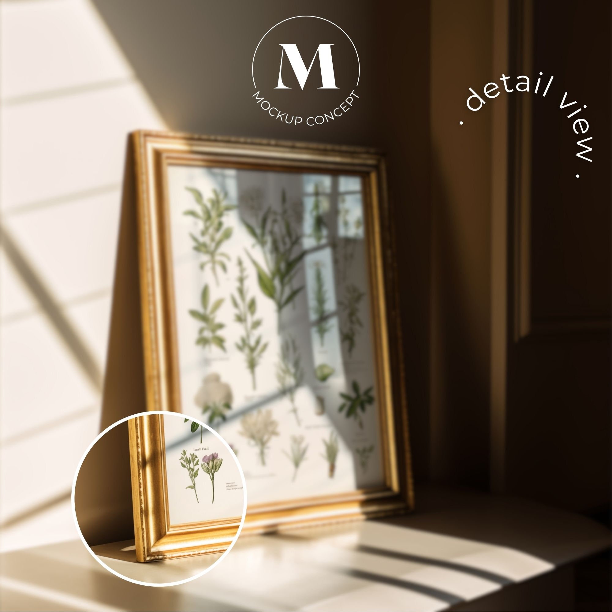 Natural Sunlight Frame Mockup 047 | Vintage Gold French Style ...