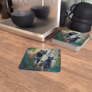 Posavasos de jungla de grandes felinos Posavasos de leones y guepardos majestuosos Posavasos de safari con árboles grandes Posavasos de mesa de guepardo safari Posavasos de safari