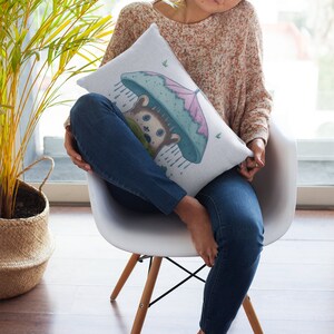 Bear Lumbar Pillow, Spun Polyester Pillow, Childrens Room Pillow, Bear Forest Pillow, Kids Room Decor, Animal Theme Pillow, Storybook Pillow
