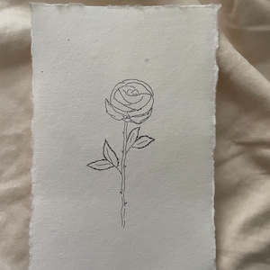Unframed rose sketch art print. Pen and ink drawing. Original illustration. Floral. Minimalist. Mailed art prints 4x6