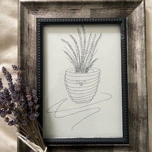 Lavendel Honig Topf Kunstdruck, minimalistische Tusche Illustration (4x6)(5x7)