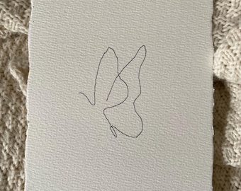 Butterfly Sketch Art Print, Minimalist Pen and Ink Illustration (4x6)(5x7)