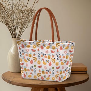 Tropical Fruits Weekender Tragetasche - Große Schultertasche für Strandausflüge, Lebensmitteleinkauf, Marktreisen, Fitnessstudio und Reisetasche