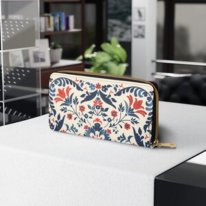 Carteira com zíper com motivo folclórico holandês - bolsa para moedas, organizador de dinheiro, bolsa inspirada na Holanda, bolsa de mão com estampa folclórica, carteira colorida