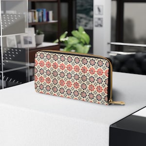 Cartera con cremallera con motivo japonés: elegante tarjetero, monedero oriental, monedero tradicional, billetera de estilo asiático, regalo único para ella