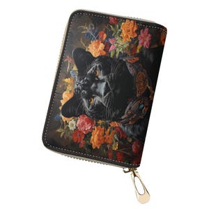 Bolsa para cartão com leopardo preto, porta-cartões, carteira minimalista, estojo para cartão de crédito em couro PU, organizador de carteira, carteira de bolso, carteira para cartão