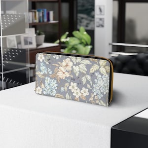 Carteira com zíper floral, carteira com padrão floral, porta-moedas estiloso, bolsa pequena feminina, porta-moedas floral, presente para ela, com zíper