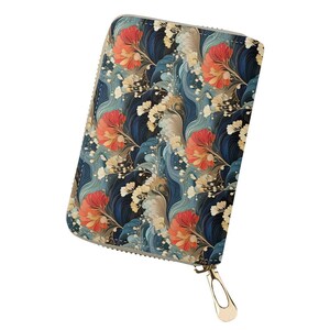 Porte-cartes avec impression japonaise, porte-cartes, portefeuille minimaliste, porte-cartes en cuir PU, organiseur de portefeuille, portefeuille de poche, portefeuille moderne