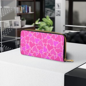 Herz-Muster-Reißverschluss-Mappe - Damenmode-Accessoires, süße Geldbörse, kleine Clutch-Tasche, Valentinstagsgeschenk, Kartenhalter