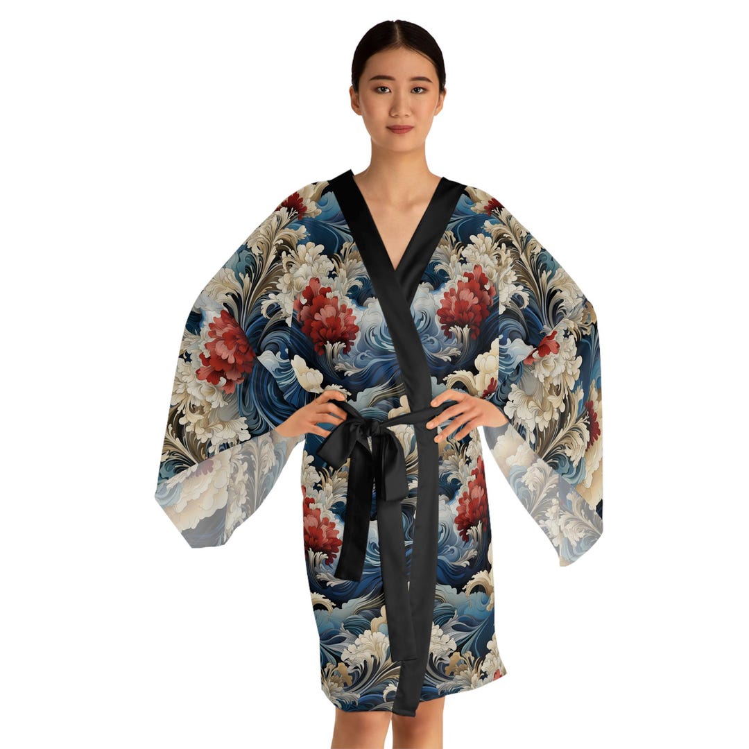 Surreal Japanese Kimono Robe, Unique Asian Inspired Robe, Exotic Kimono ...