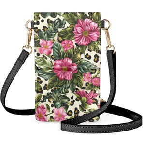 Phone bag Crossbody Bag With Floral Design, Small Cell Phone Wallet, Phone Pouch, Cell Phone Purse, Phone Holder, Crossbody Wallet