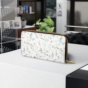 Portefeuille zippé fleurs sauvages - porte-monnaie floral, porte-monnaie mignon, porte-cartes botanique, cadeau pour amoureux de la nature, cadeau pour elle