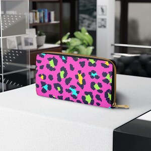 Leopardenmuster-Reißverschluss-Mappe, Trendige Geldbörse, Stilvoller Kartenhalter, Modischer Geld-Organizer, Buntes Animal Print-Taschenzubehör