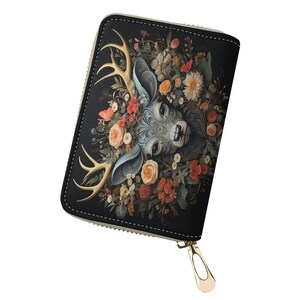 Bolsa para cartão com um cervo maravilhoso, porta-cartões, carteira minimalista, estojo para cartão de crédito em couro PU, organizador de carteira, carteira de bolso, organizador de cartão