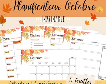 Planificateur Octobre imprimable