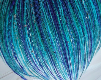 Full set of 55 blue mint purple DE kanekalon Crochet smooth scandi Dreads Braids synthetic 24 inches soft and light ombre hair extensions