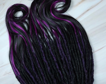 Full set 50 black purple DE kanekalon Crochet Dreads loose ends synthetic hair 28 inches soft and light ombre extensions