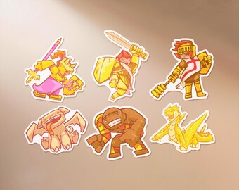 Fantasy RPG Sticker Pack (Paladin, Cleric, Dragon) | Crusader Knight Decal | Medieval Gaming Gift | Cards and Castles | Dungeons & Dragons