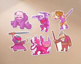 Ninja Sticker Set | Japanese Fantasy RPG Pack (Samurai, Assassin, Panda) | D&D Monk Decal | Anime Aesthetic Gift | Cards and Castles Art