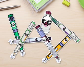 Kawaii Insulin Stickers - Pen & Vial Waterproof Decal